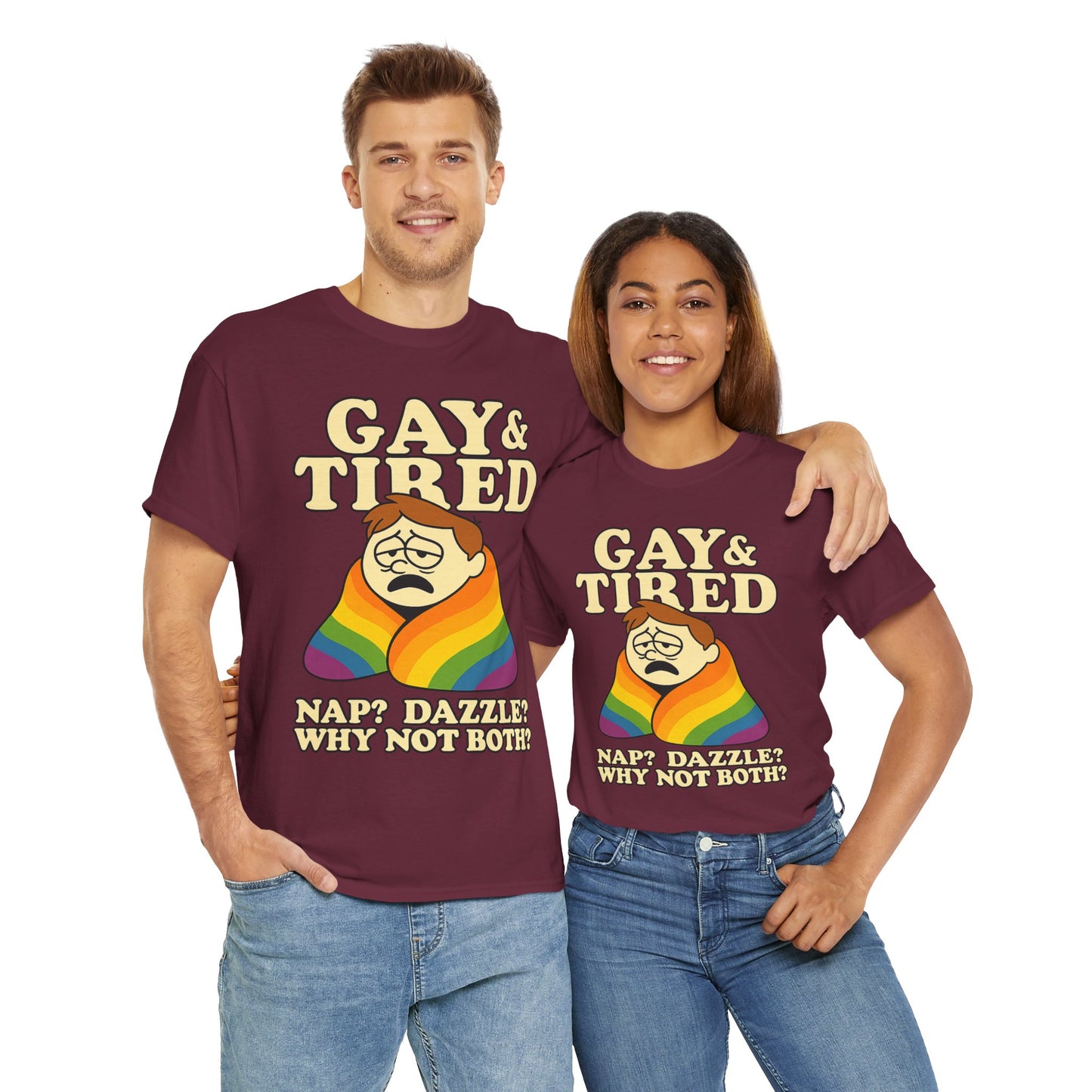 Gay & Tired – Rainbow Blanket Sass Tee