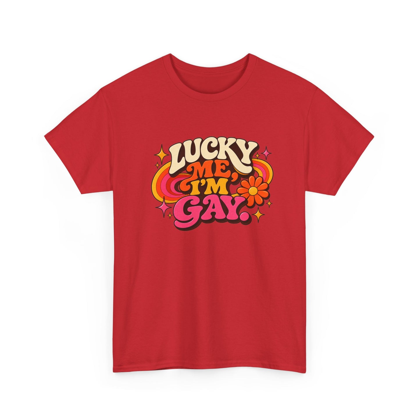 Lucky Me, I’m Gay Groovy 70s Retro Pride T-Shirt