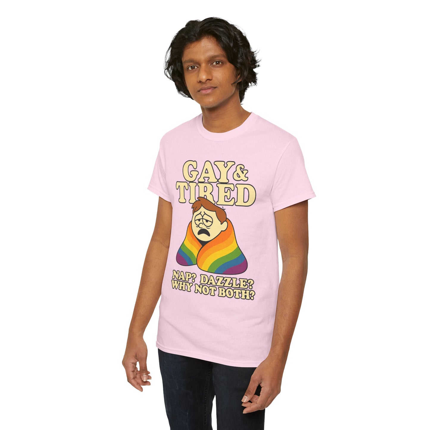 Gay & Tired – Rainbow Blanket Sass Tee