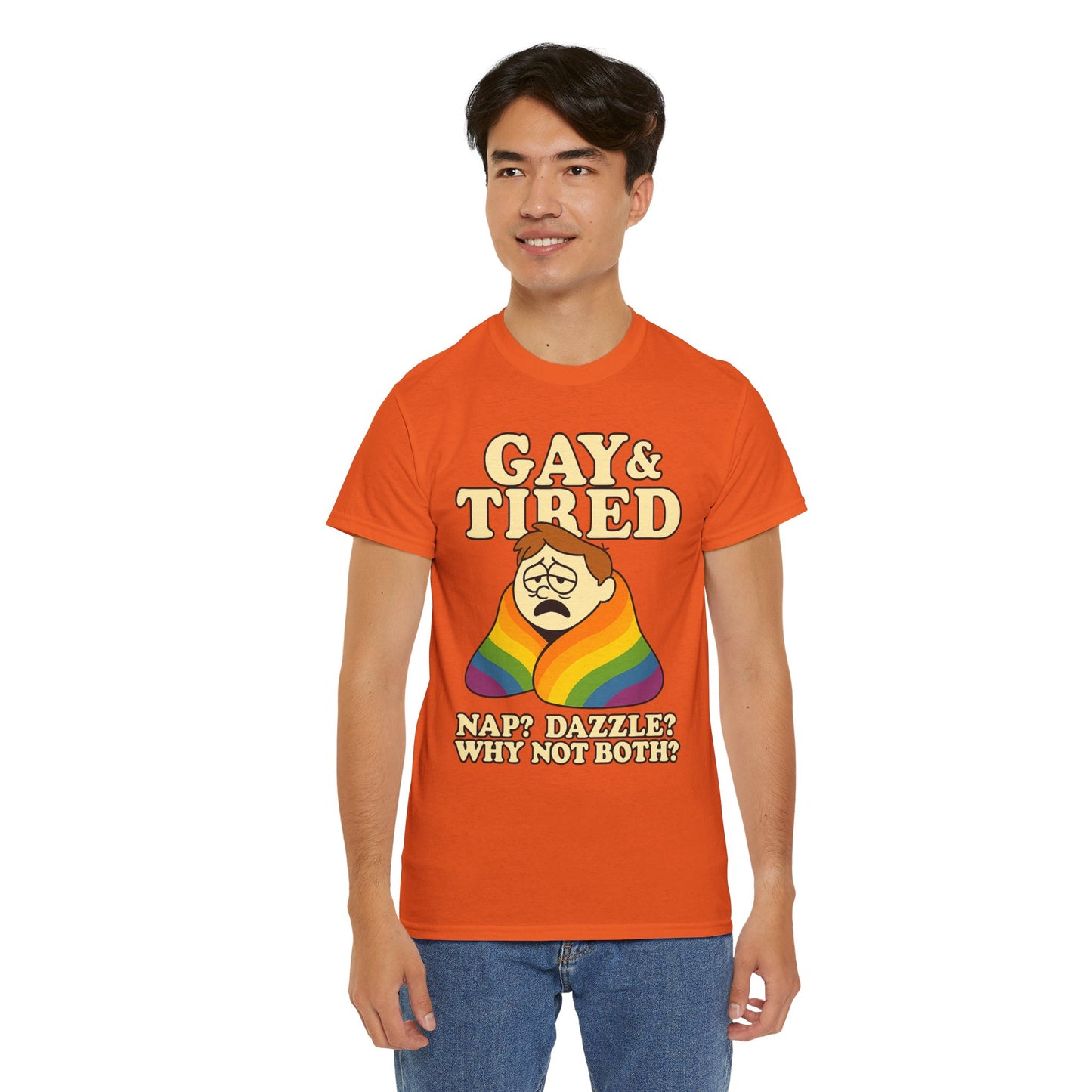 Gay & Tired – Rainbow Blanket Sass Tee