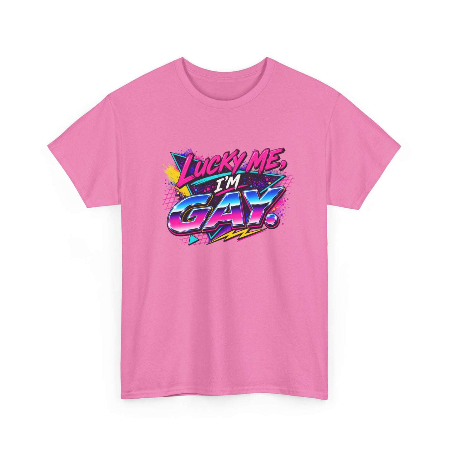 Lucky Me, I’m Gay Retro 80s Neon Graphic T-Shirt