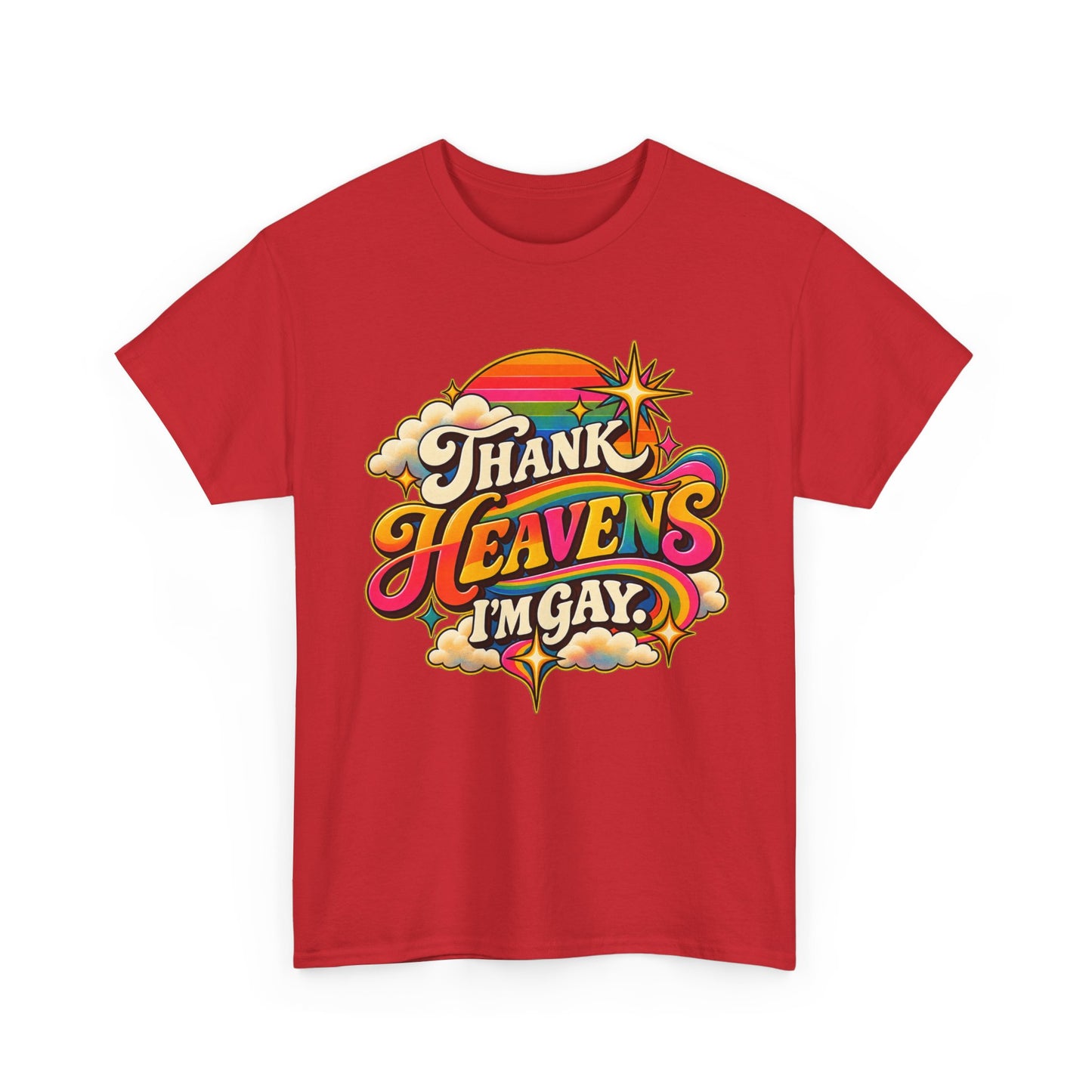 Thank Heavens I’m Gay Groovy 70s Rainbow Pride T-Shirt