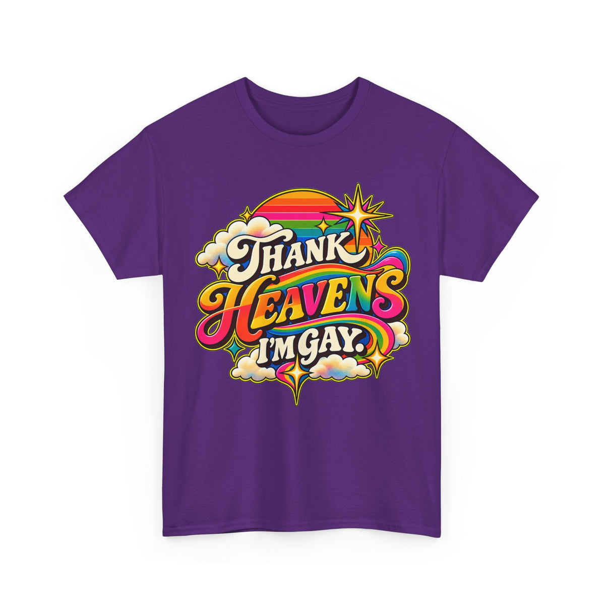 Thank Heavens I’m Gay Groovy 70s Rainbow Pride T-Shirt