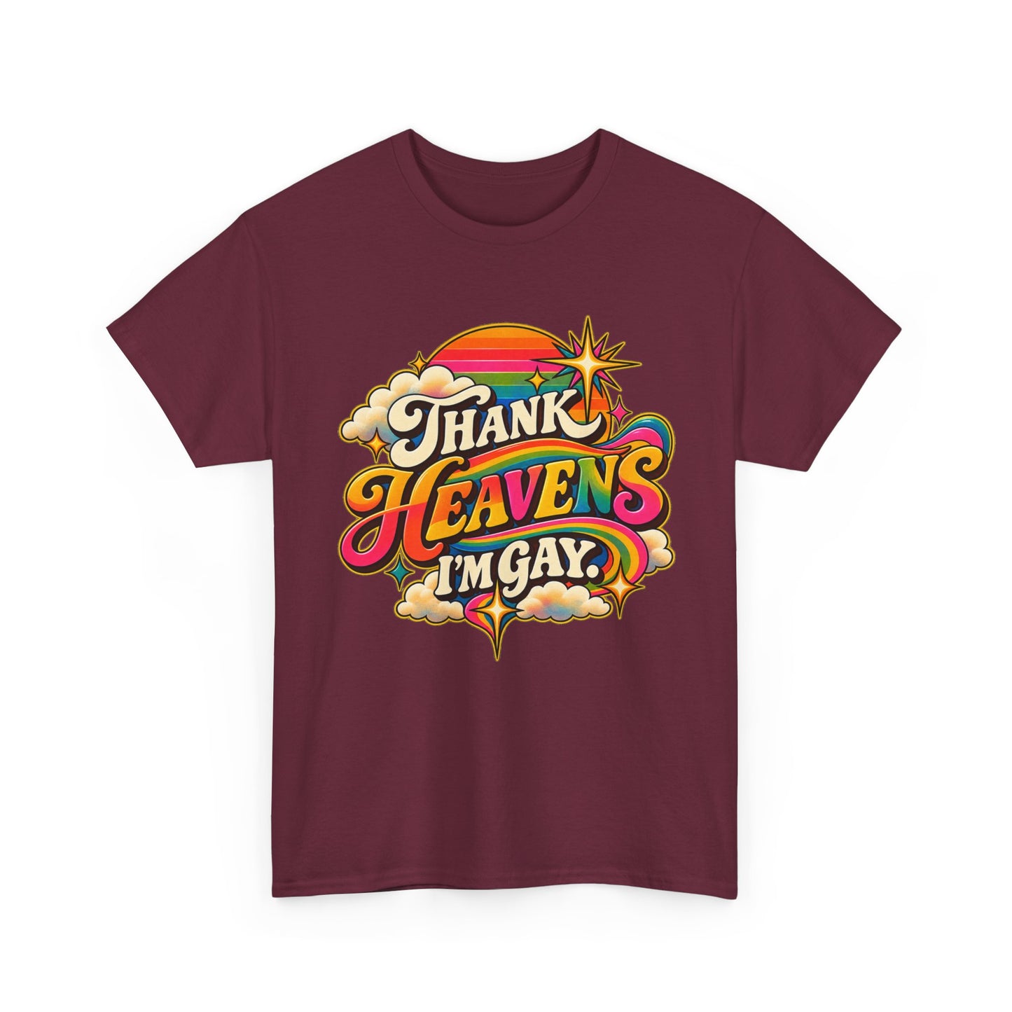 Thank Heavens I’m Gay Groovy 70s Rainbow Pride T-Shirt