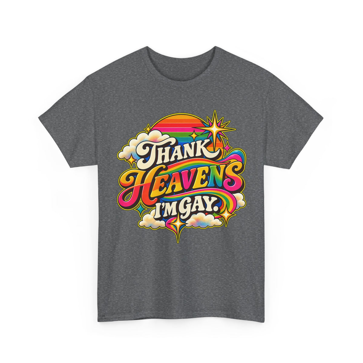 Thank Heavens I’m Gay Groovy 70s Rainbow Pride T-Shirt