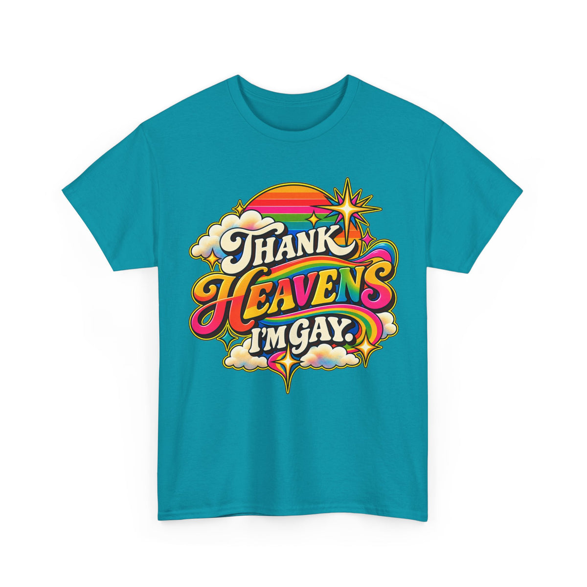 Thank Heavens I’m Gay Groovy 70s Rainbow Pride T-Shirt