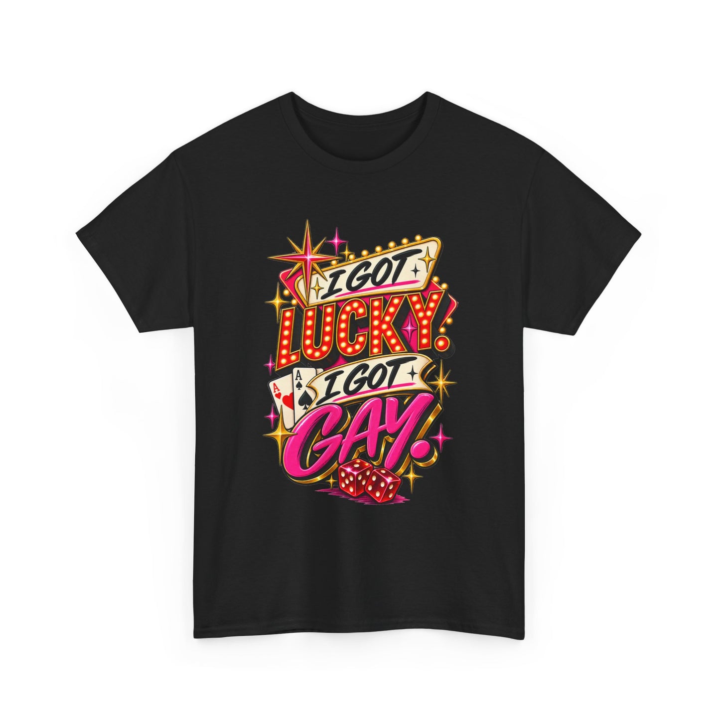 I Got Lucky! I Got Gay! Bold Retro Pride Graphic T-Shirt