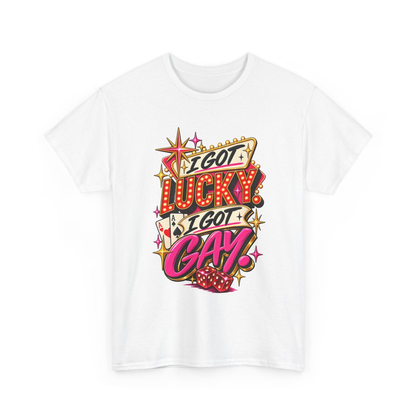 I Got Lucky! I Got Gay! Bold Retro Pride Graphic T-Shirt
