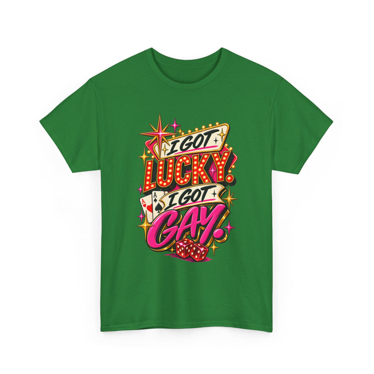 I Got Lucky! I Got Gay! Bold Retro Pride Graphic T-Shirt