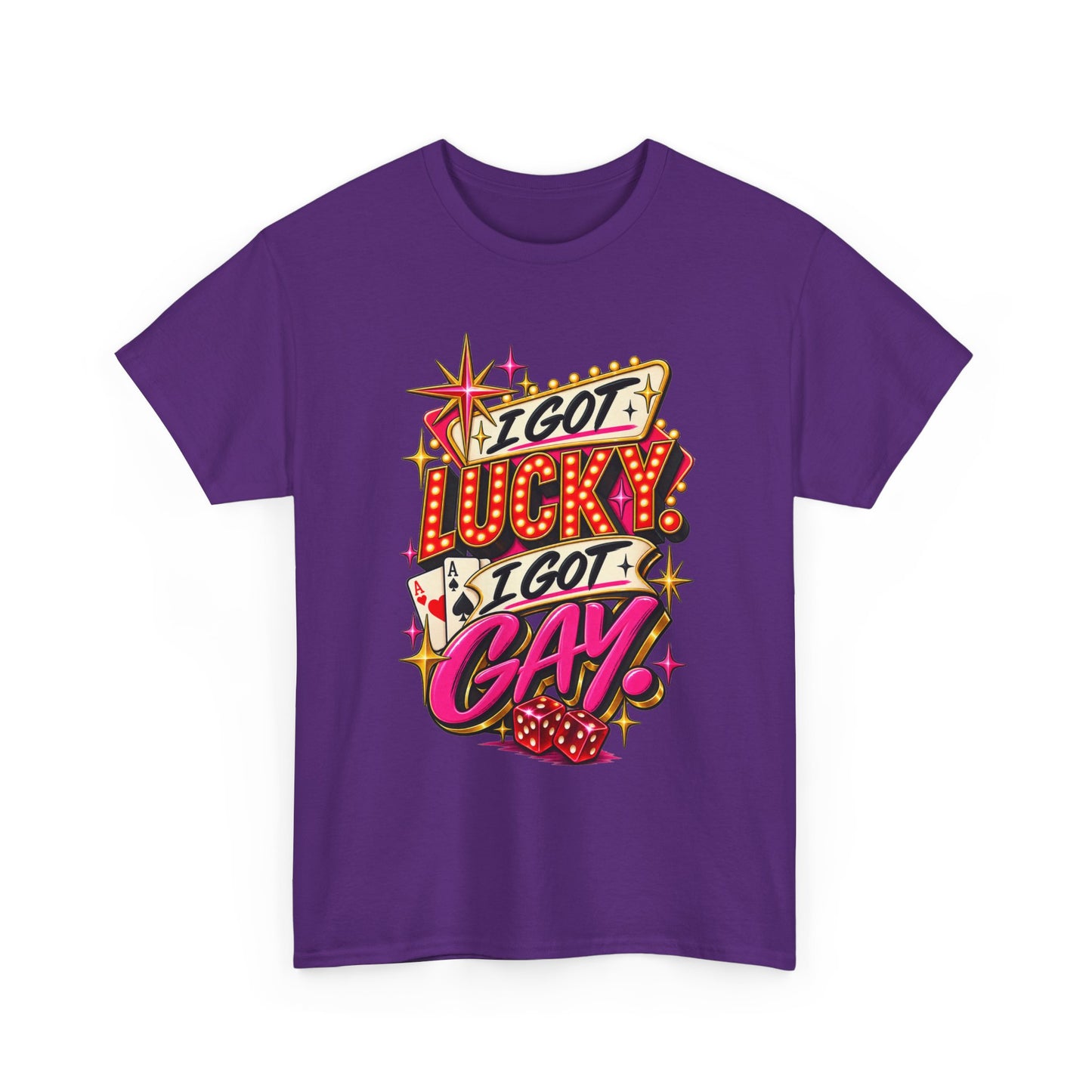 I Got Lucky! I Got Gay! Bold Retro Pride Graphic T-Shirt