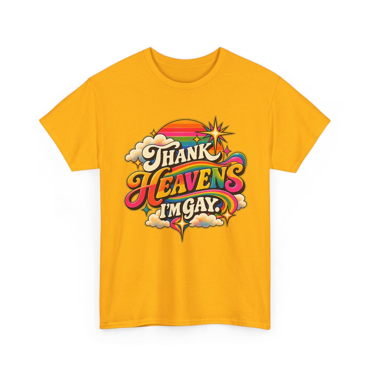 Thank Heavens I’m Gay Groovy 70s Rainbow Pride T-Shirt
