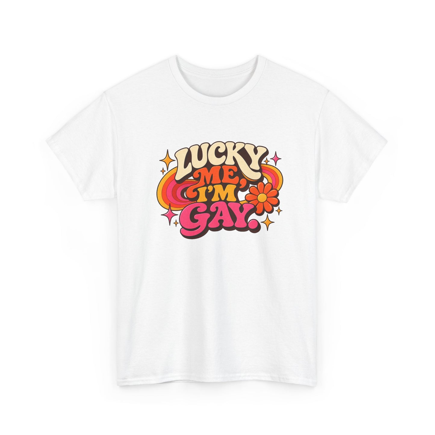 Lucky Me, I’m Gay Groovy 70s Retro Pride T-Shirt