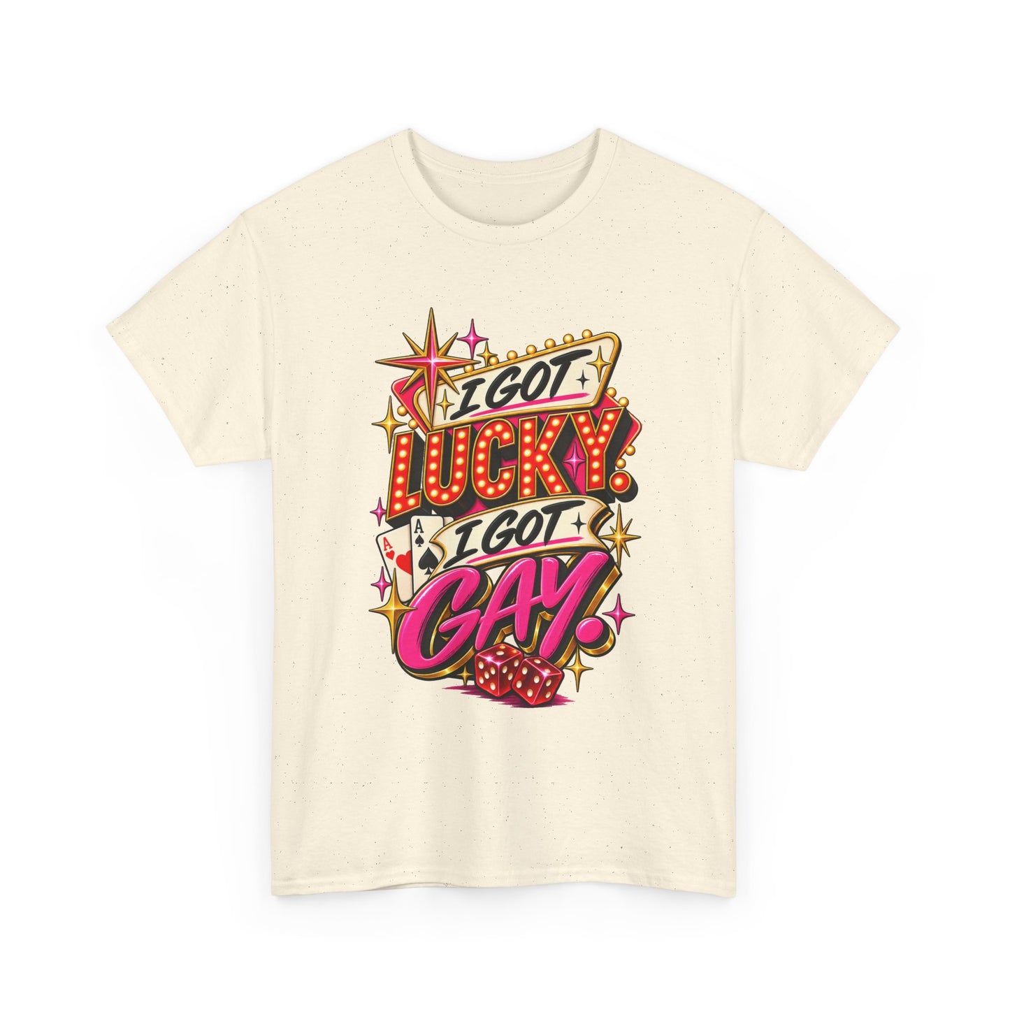 I Got Lucky! I Got Gay! Bold Retro Pride Graphic T-Shirt