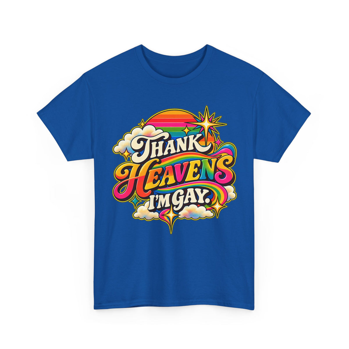 Thank Heavens I’m Gay Groovy 70s Rainbow Pride T-Shirt