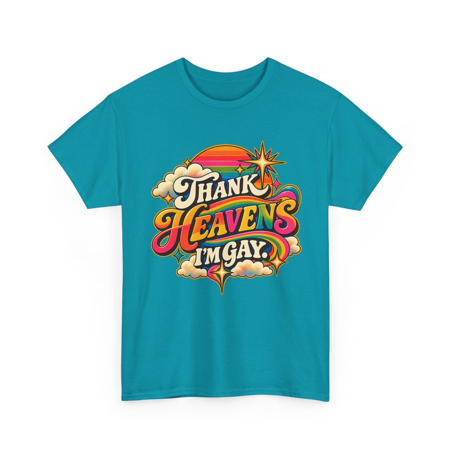 Thank Heavens I’m Gay Groovy 70s Rainbow Pride T-Shirt