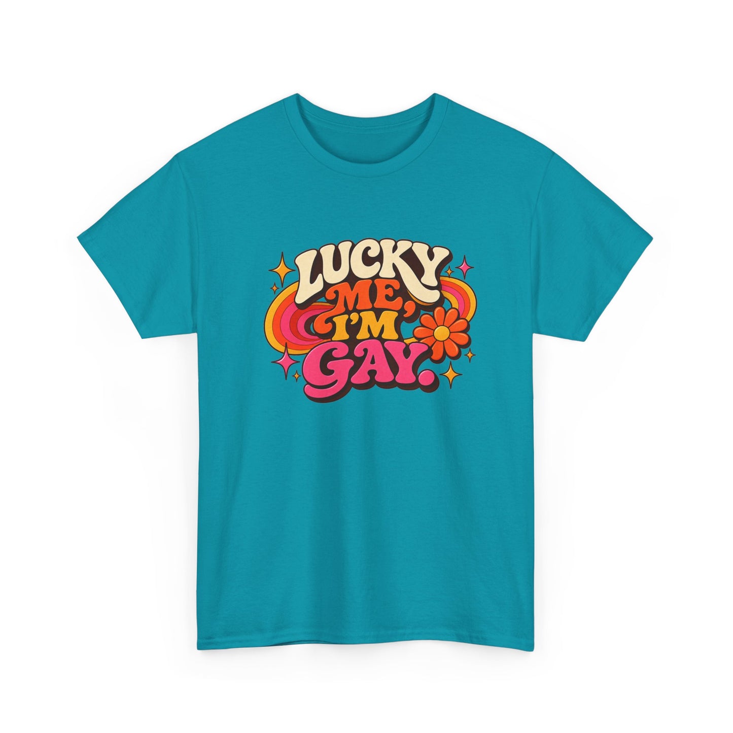 Lucky Me, I’m Gay Groovy 70s Retro Pride T-Shirt
