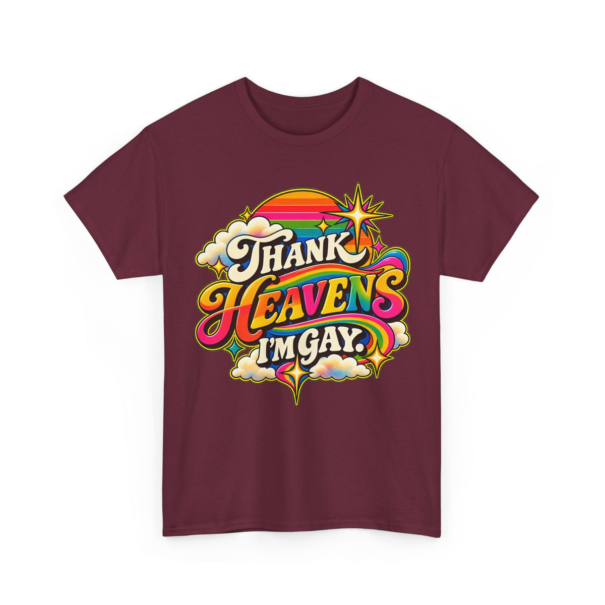 Thank Heavens I’m Gay Groovy 70s Rainbow Pride T-Shirt