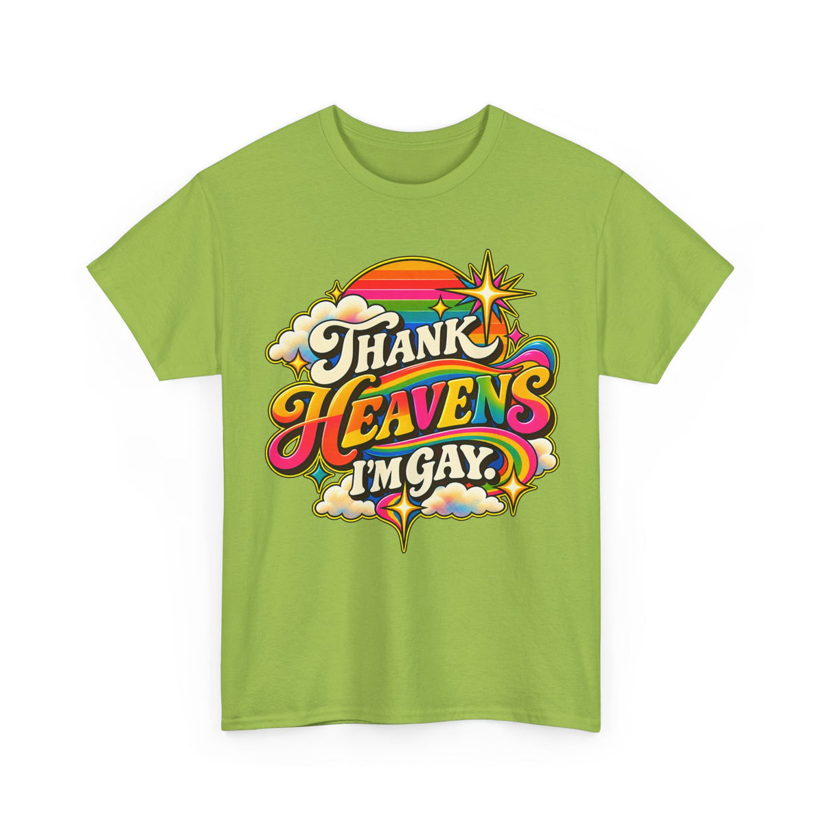Thank Heavens I’m Gay Groovy 70s Rainbow Pride T-Shirt