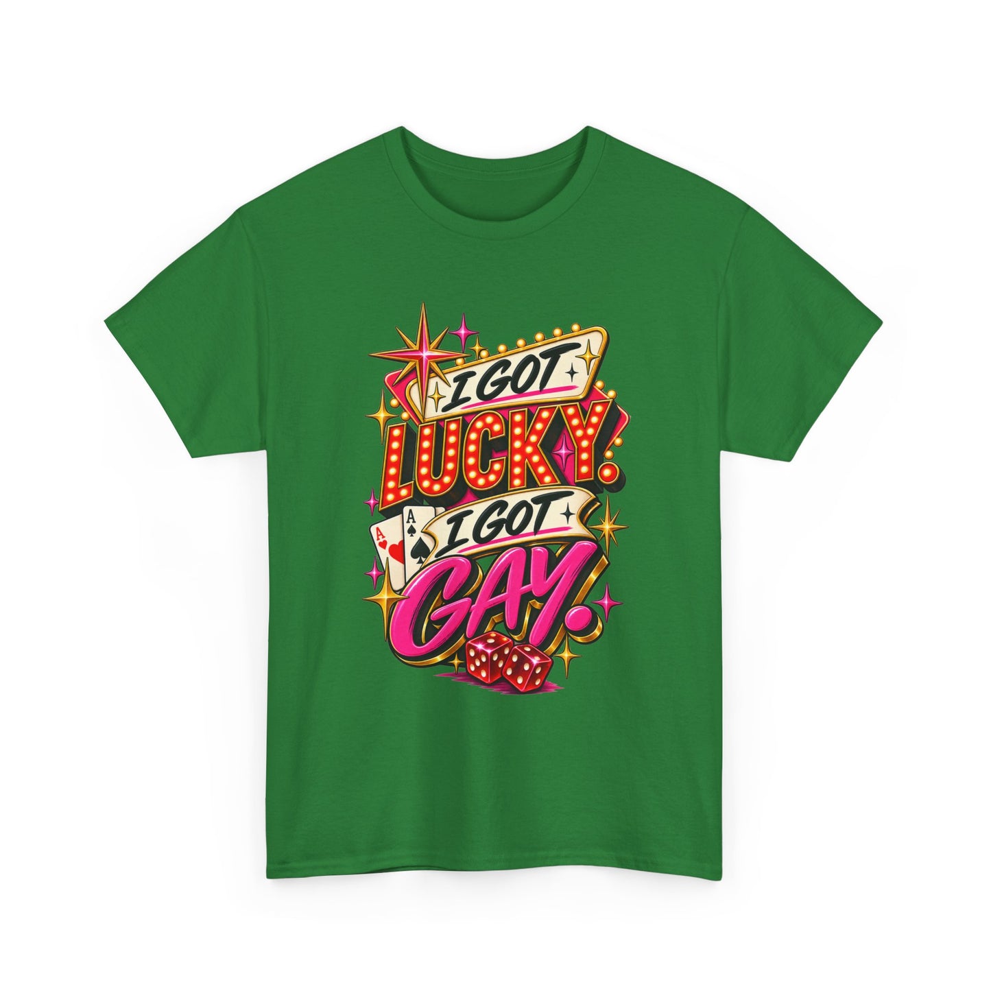 I Got Lucky! I Got Gay! Bold Retro Pride Graphic T-Shirt