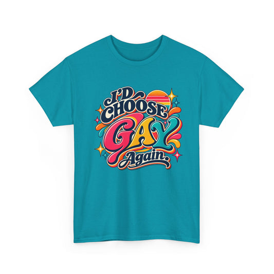 I’d Choose Gay Again Groovy Retro Pride T-Shirt