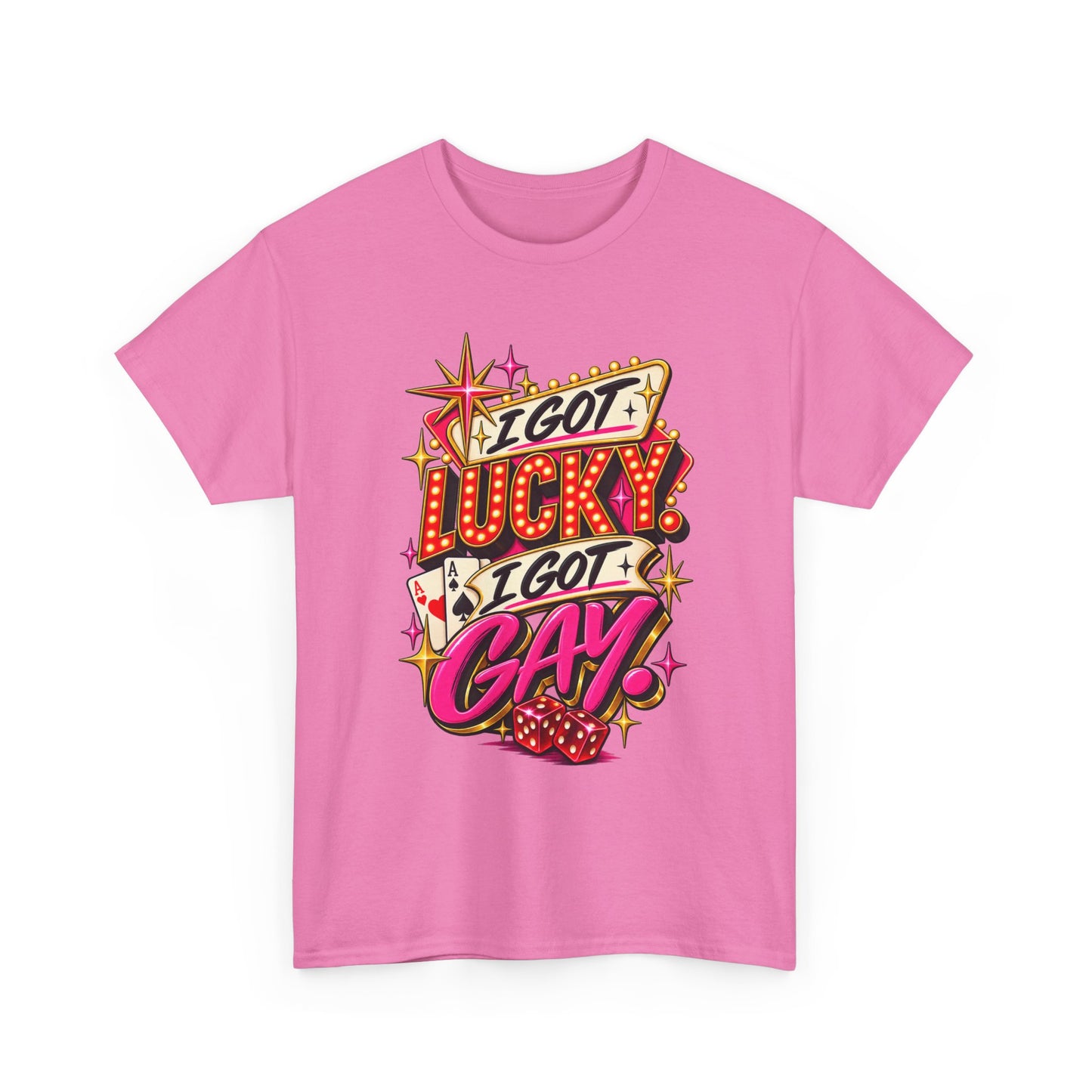 I Got Lucky! I Got Gay! Bold Retro Pride Graphic T-Shirt