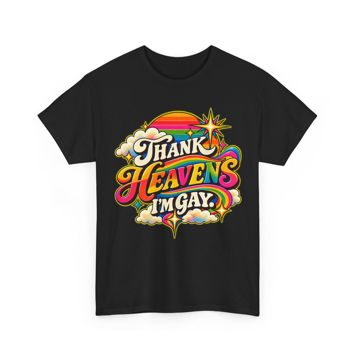 Thank Heavens I’m Gay Groovy 70s Rainbow Pride T-Shirt