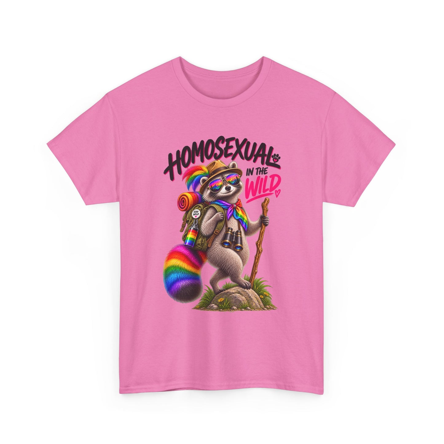 Homosexual and Wild! Funny Raccoon Retro Pride T-Shirt
