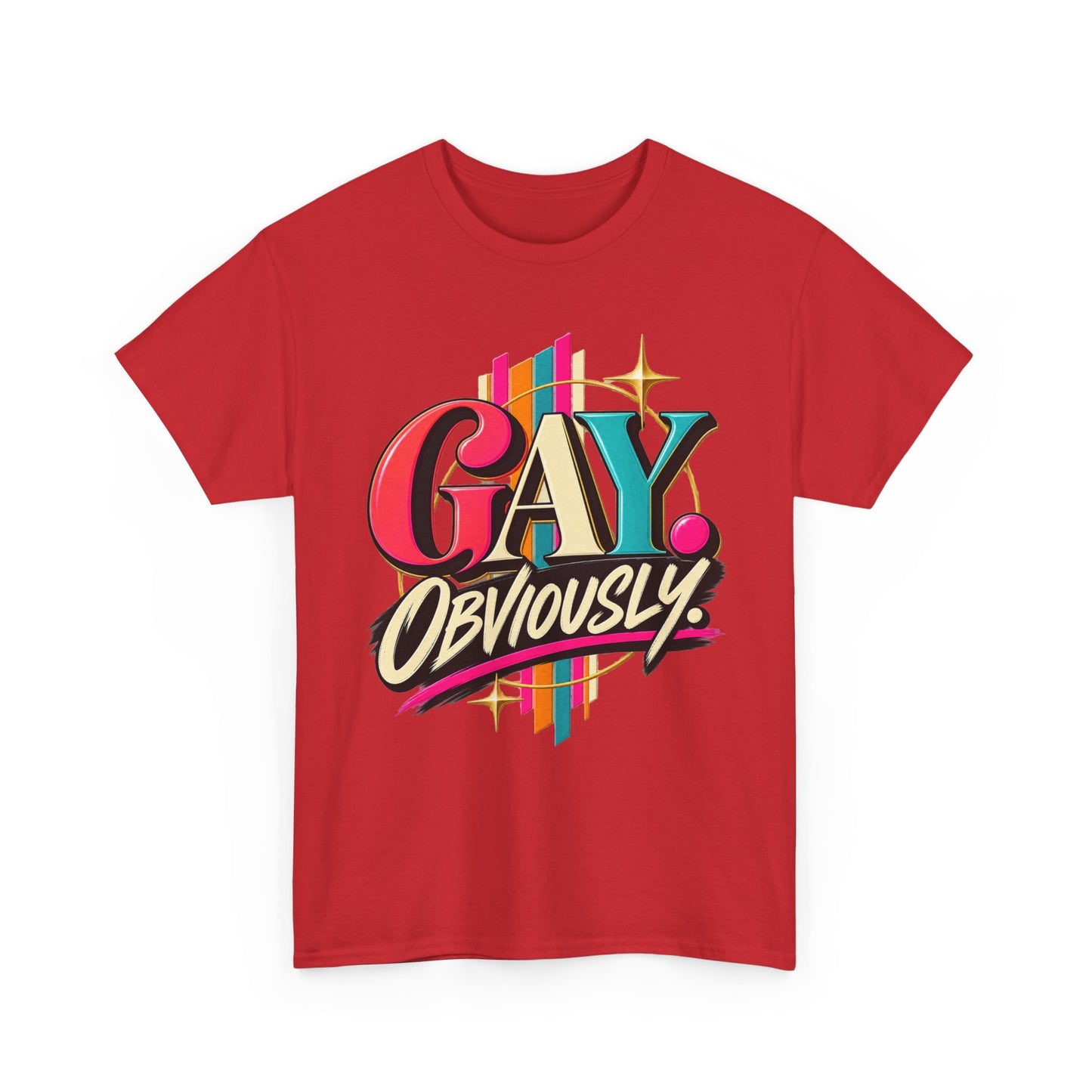 Gay. Obviously! Bold Retro Pride Graphic T-Shirt