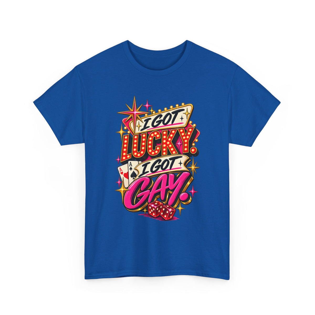 I Got Lucky! I Got Gay! Bold Retro Pride Graphic T-Shirt