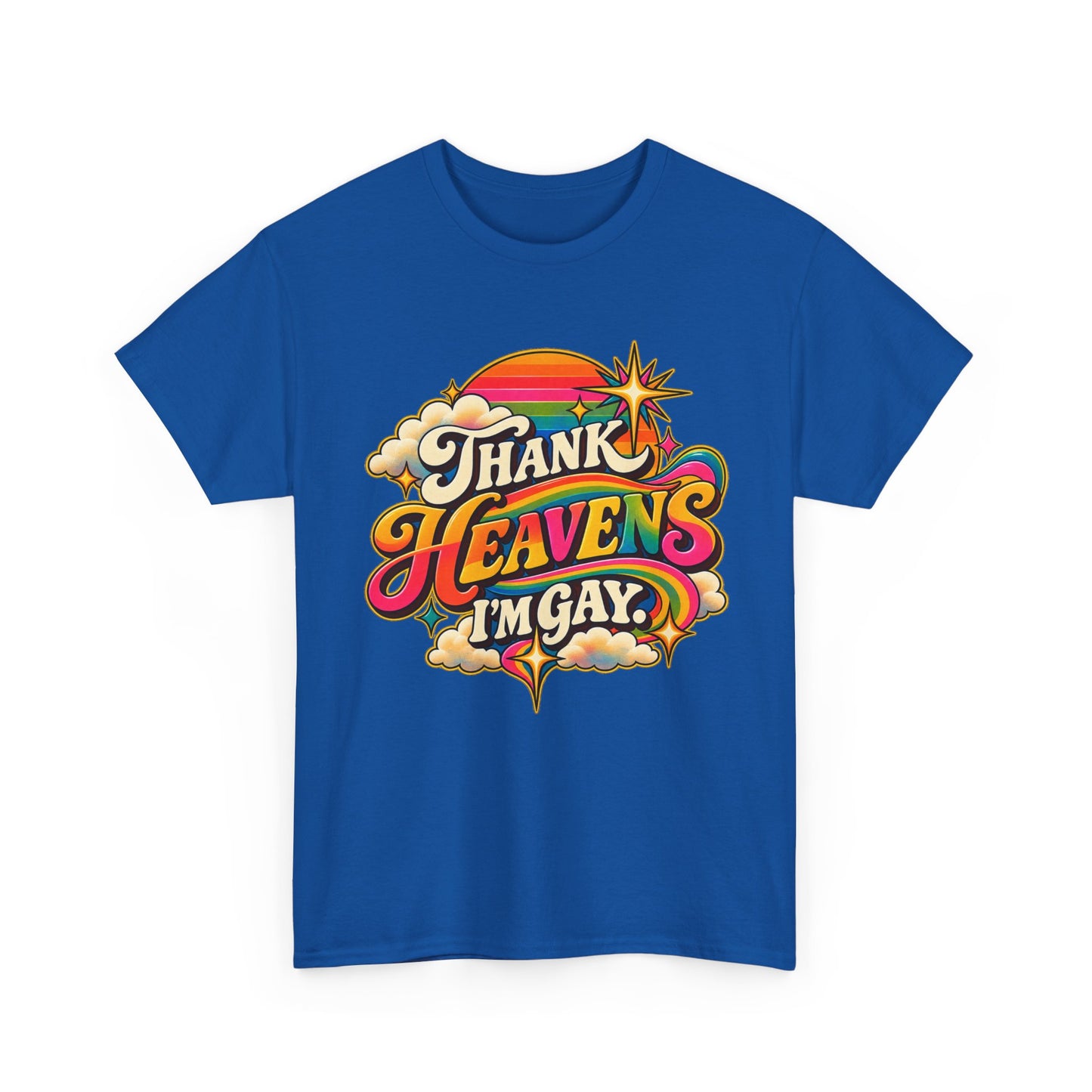Thank Heavens I’m Gay Groovy 70s Rainbow Pride T-Shirt