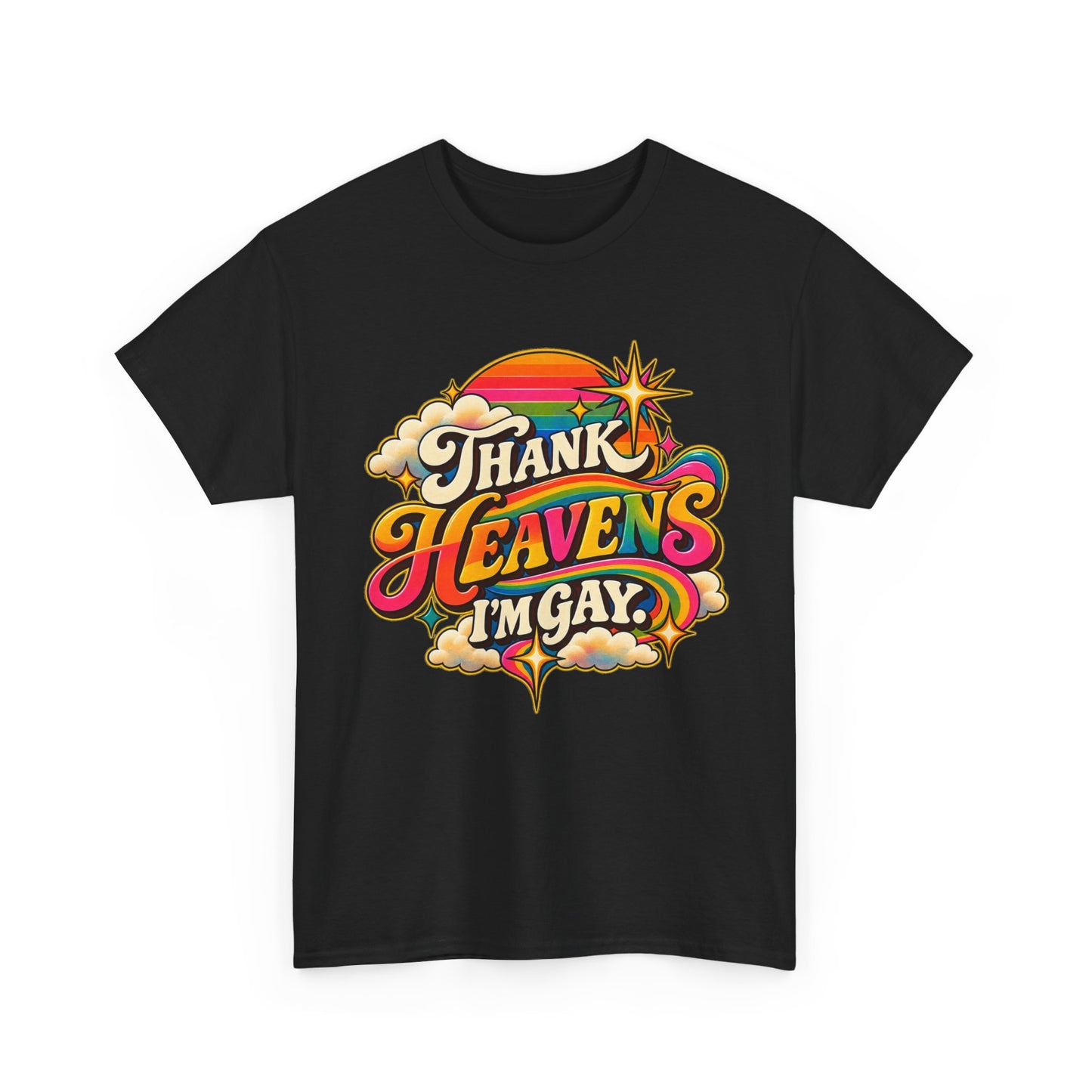 Thank Heavens I’m Gay Groovy 70s Rainbow Pride T-Shirt