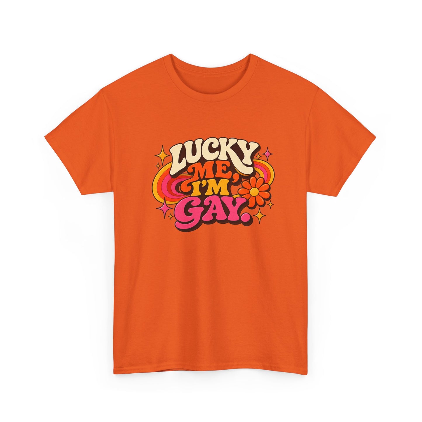 Lucky Me, I’m Gay Groovy 70s Retro Pride T-Shirt