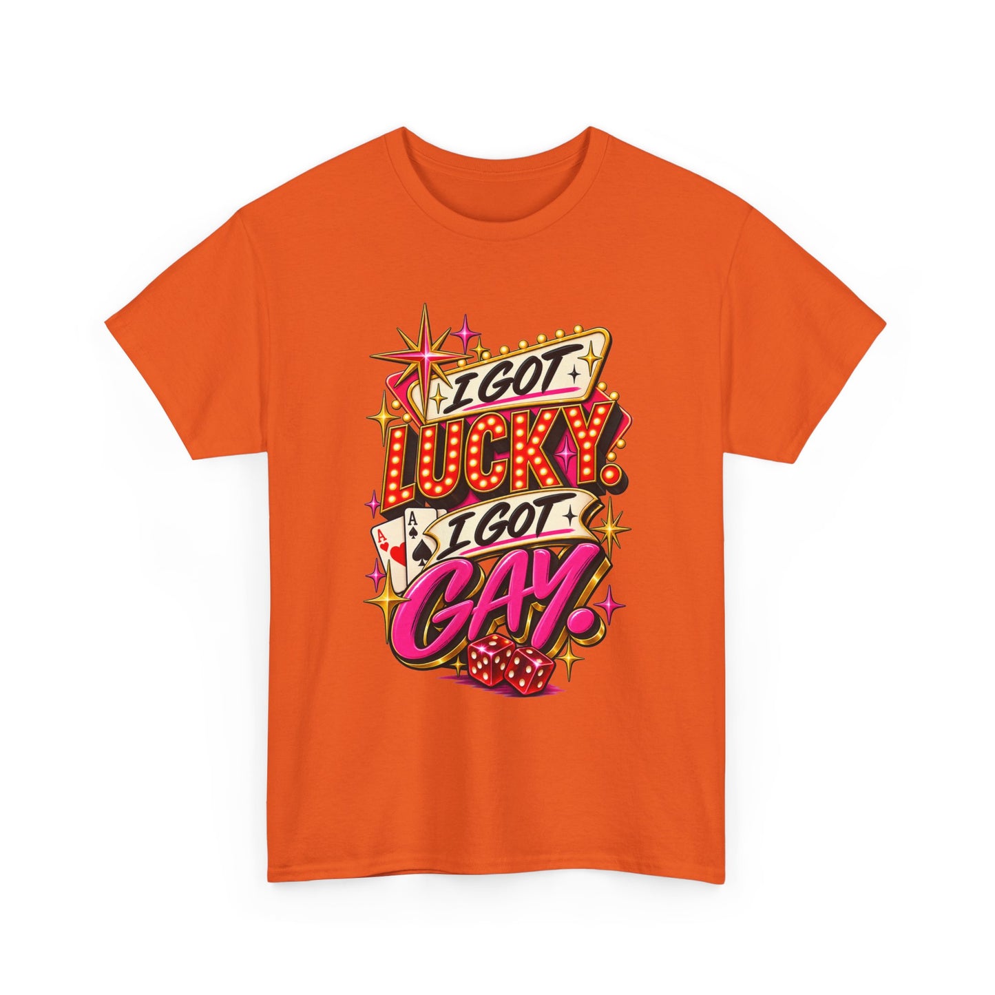 I Got Lucky! I Got Gay! Bold Retro Pride Graphic T-Shirt
