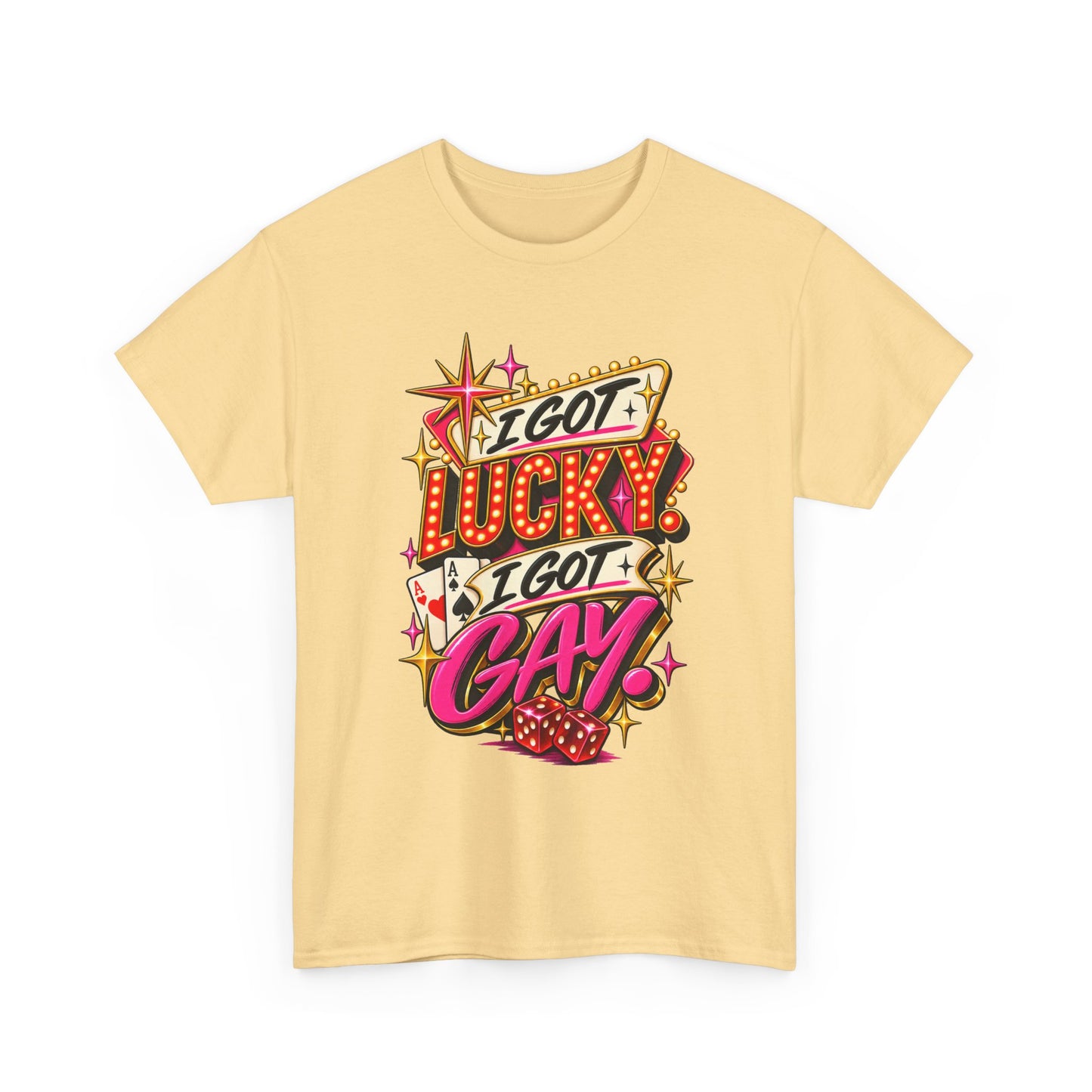 I Got Lucky! I Got Gay! Bold Retro Pride Graphic T-Shirt