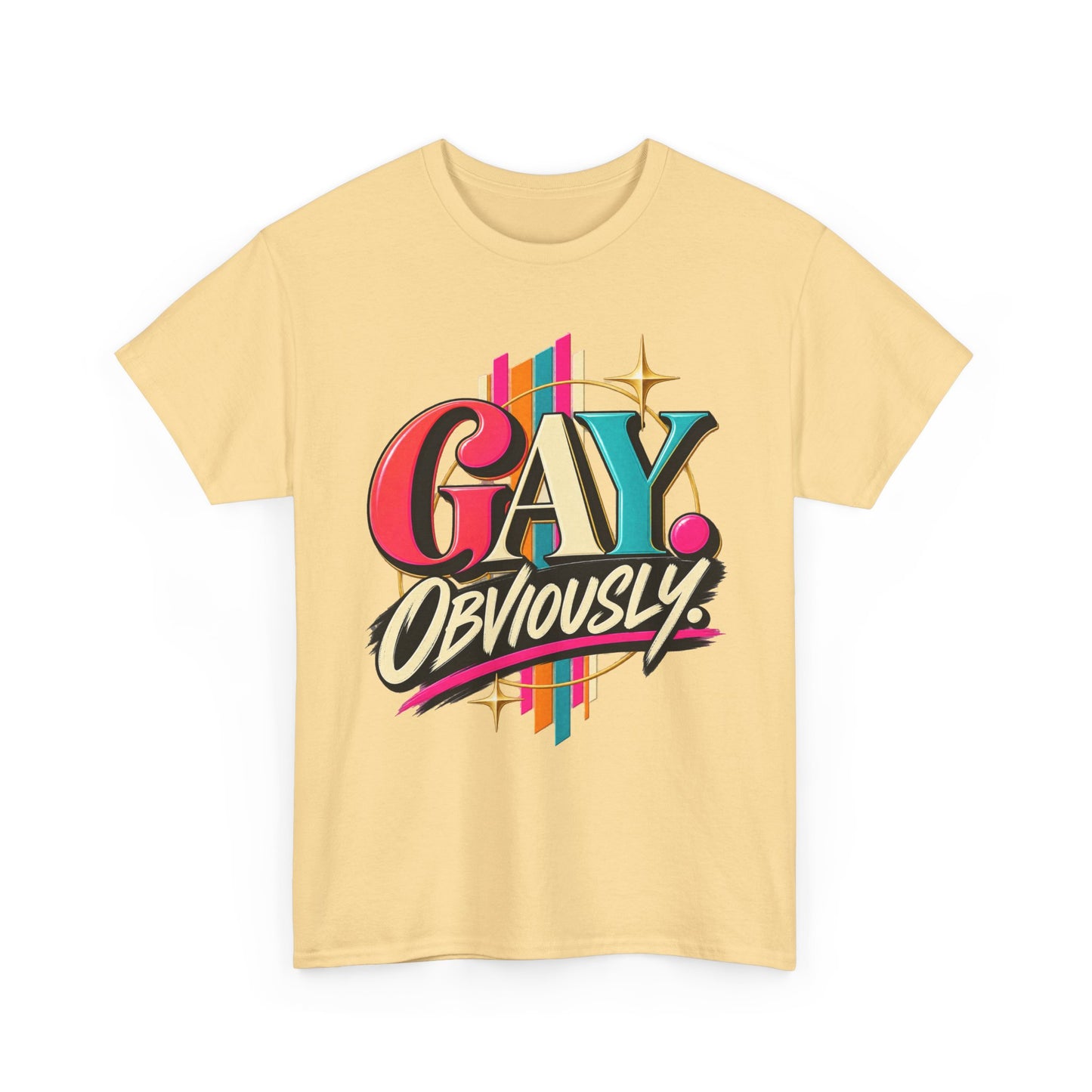 Gay. Obviously! Bold Retro Pride Graphic T-Shirt