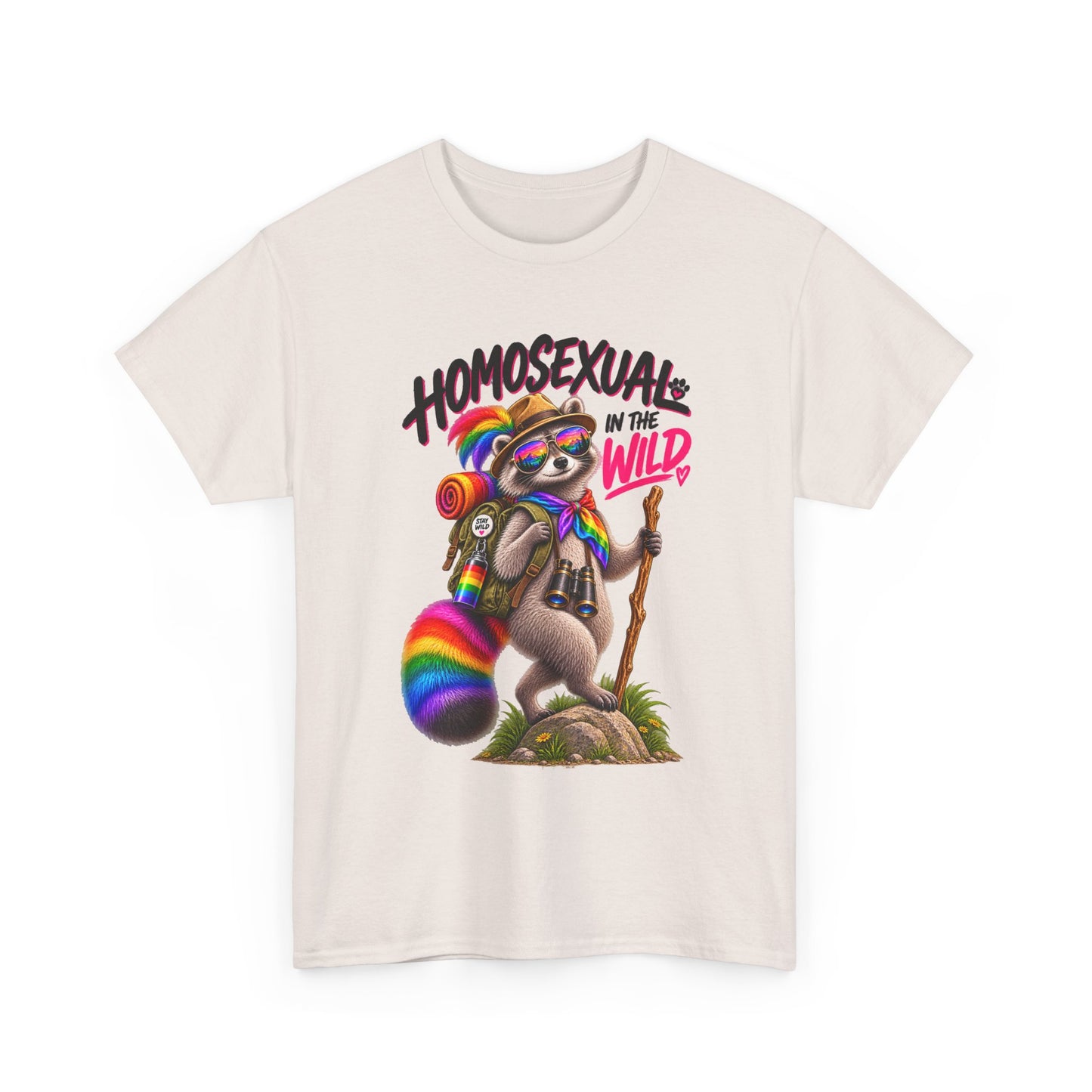 Homosexual and Wild! Funny Raccoon Retro Pride T-Shirt