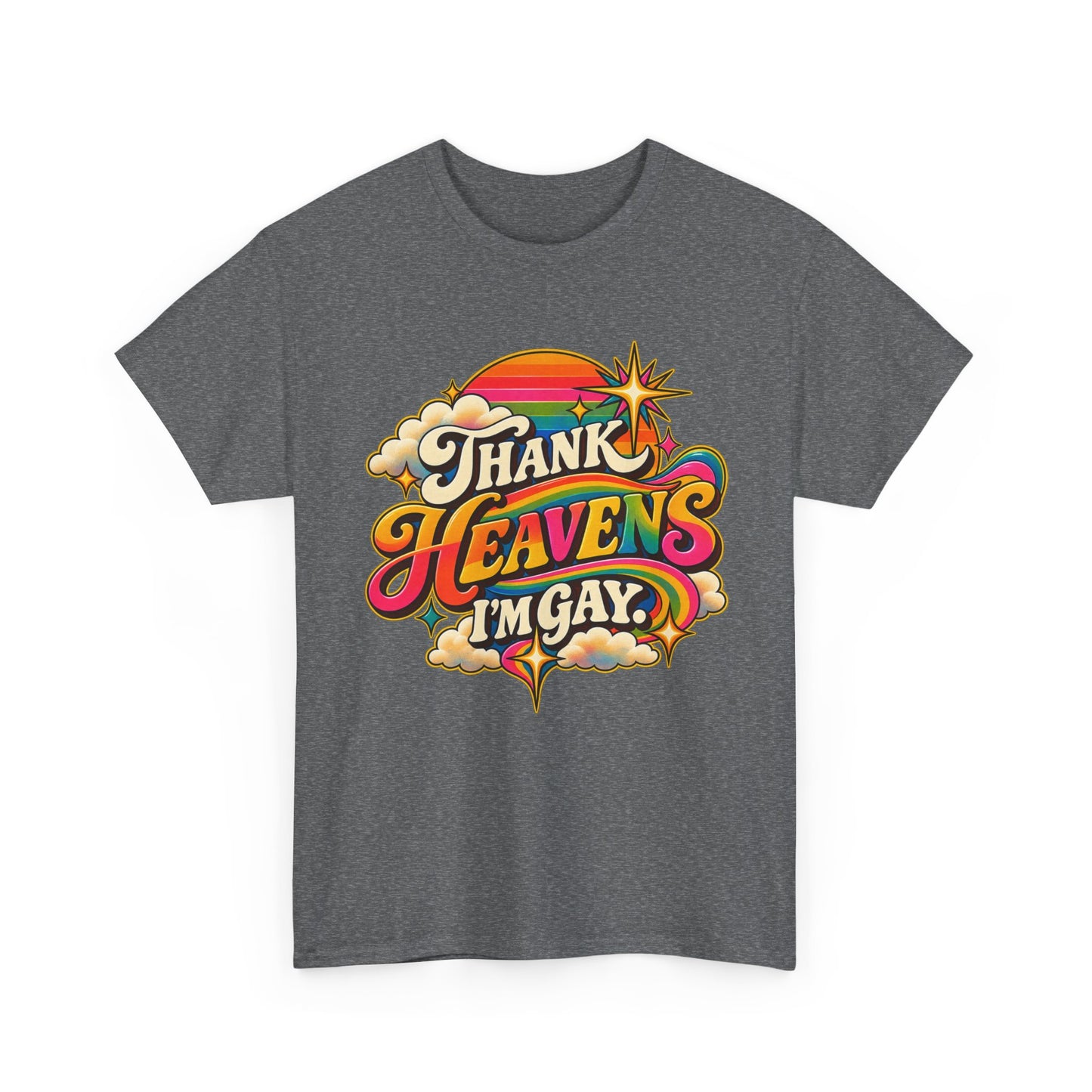 Thank Heavens I’m Gay Groovy 70s Rainbow Pride T-Shirt