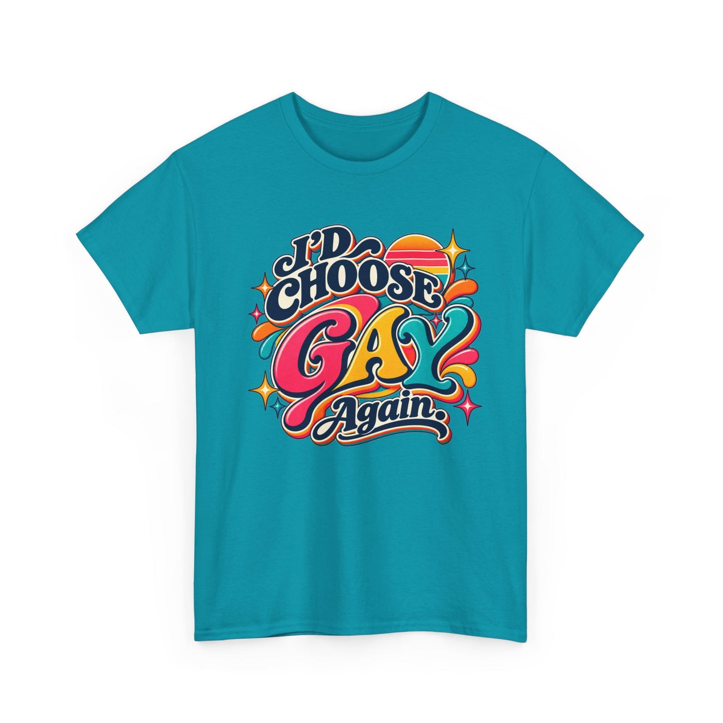 I’d Choose Gay Again Groovy Retro Pride T-Shirt