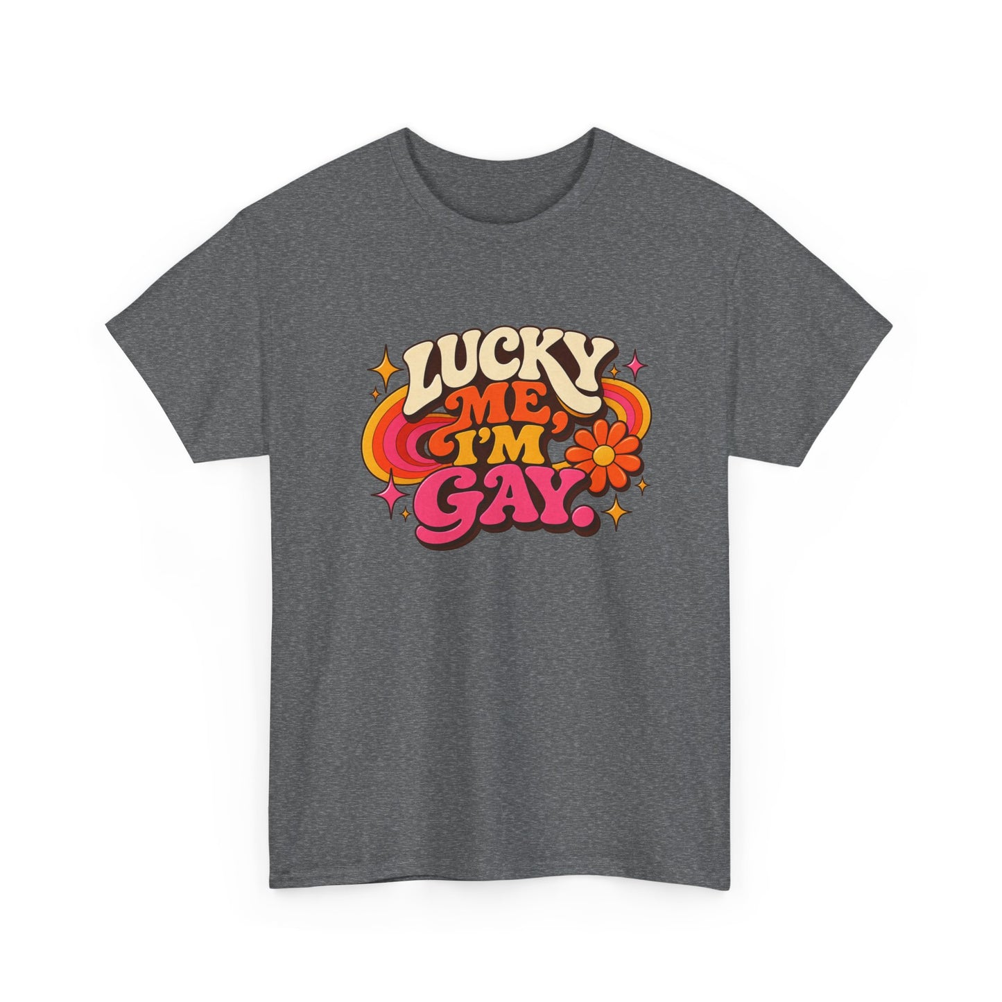 Lucky Me, I’m Gay Groovy 70s Retro Pride T-Shirt