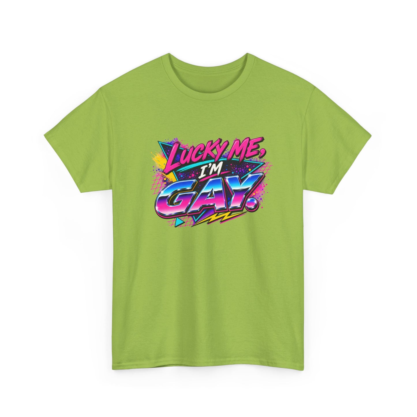 Lucky Me, I’m Gay Retro 80s Neon Graphic T-Shirt
