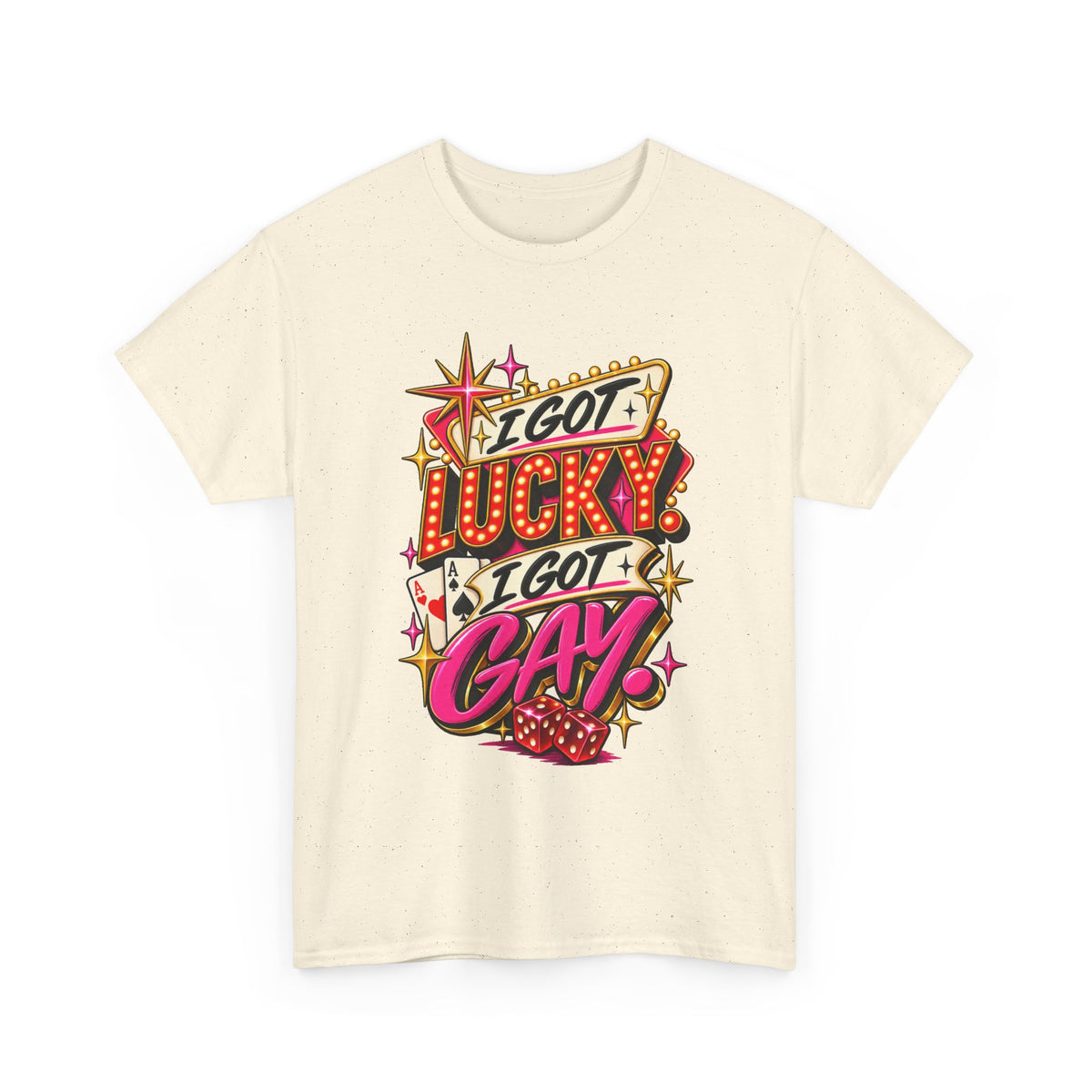I Got Lucky! I Got Gay! Bold Retro Pride Graphic T-Shirt