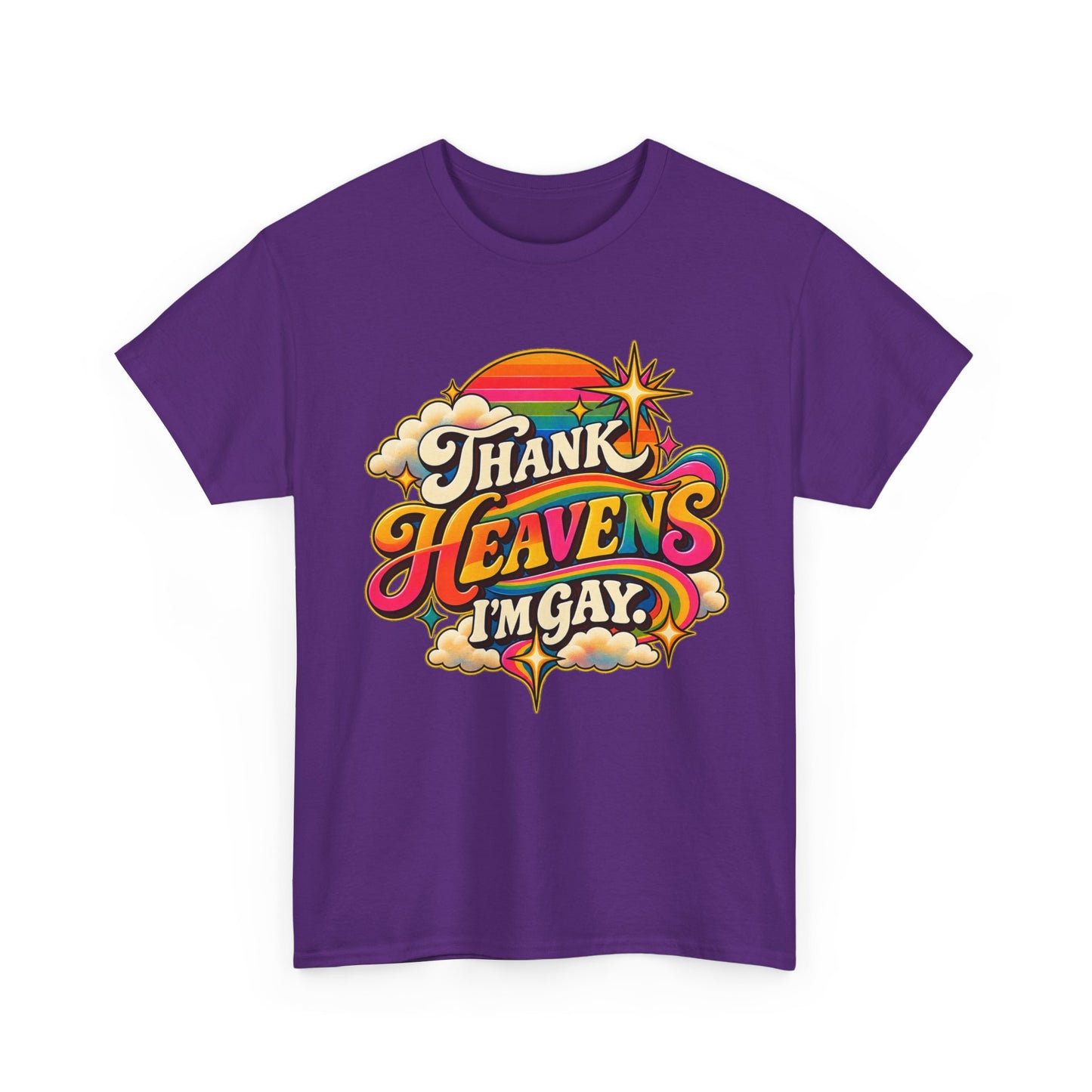 Thank Heavens I’m Gay Groovy 70s Rainbow Pride T-Shirt