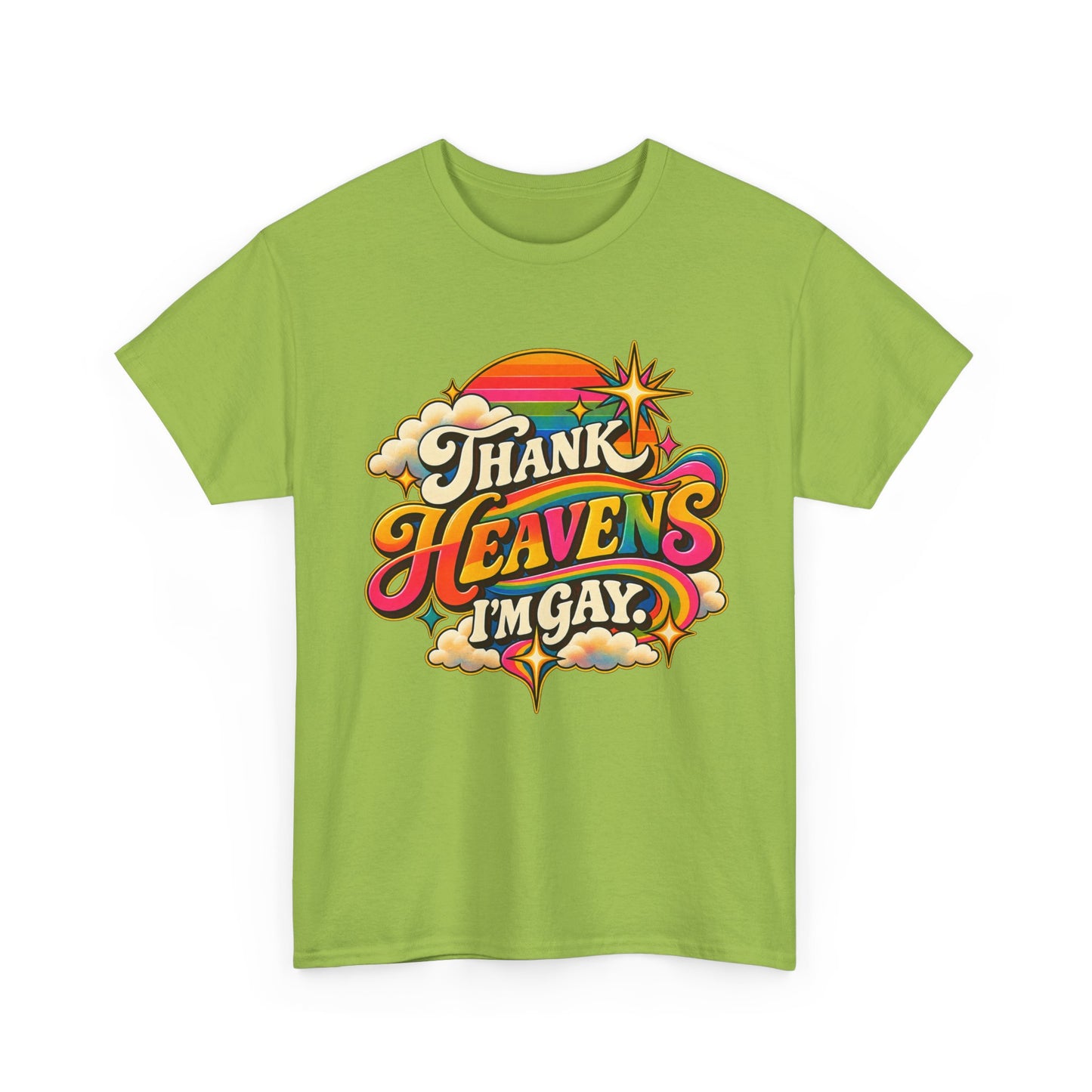 Thank Heavens I’m Gay Groovy 70s Rainbow Pride T-Shirt