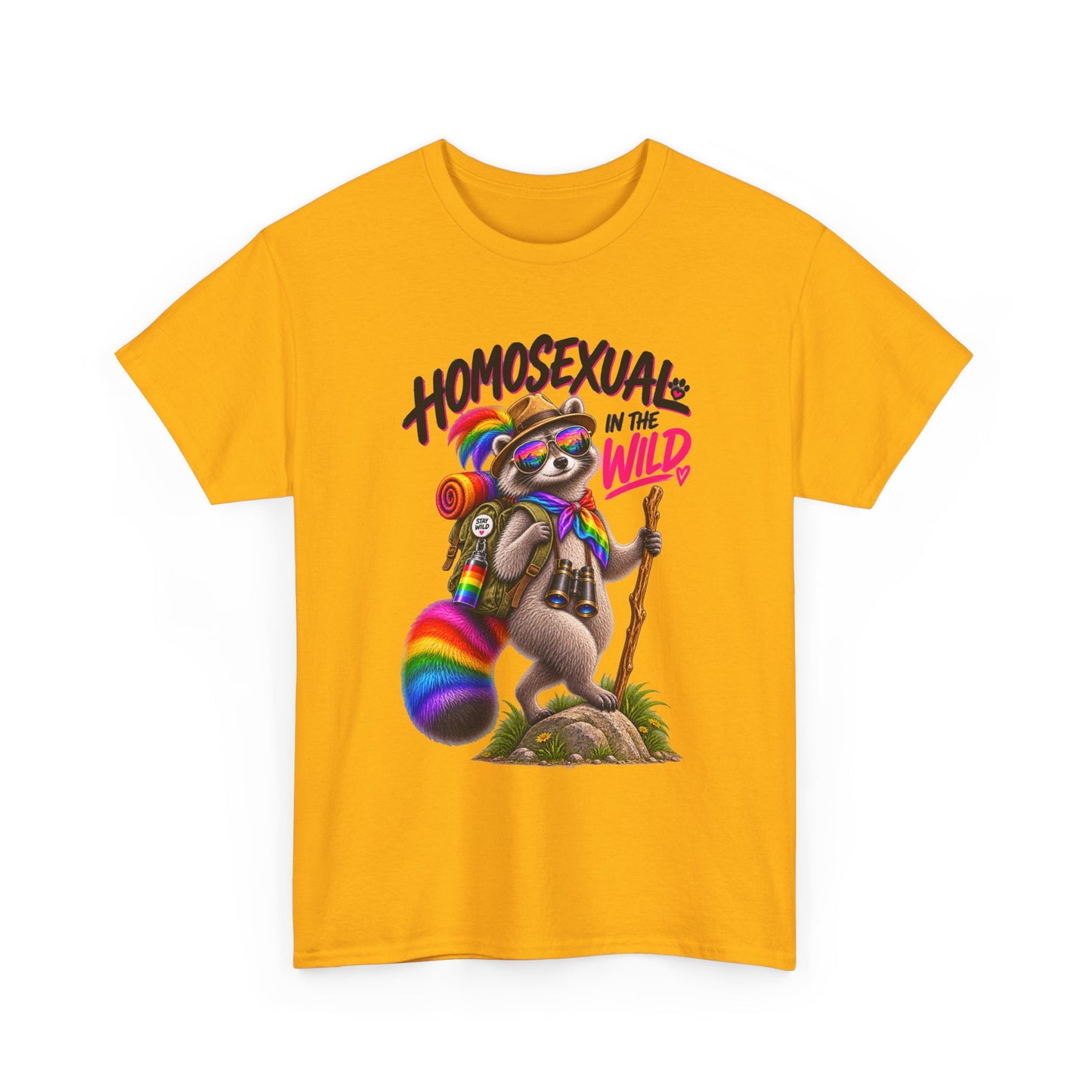 Homosexual and Wild! Funny Raccoon Retro Pride T-Shirt