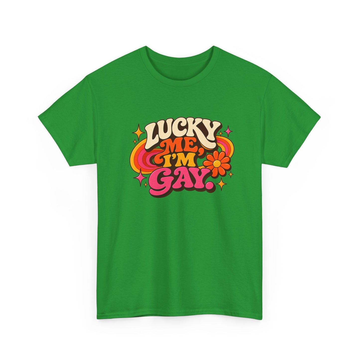 Lucky Me, I’m Gay Groovy 70s Retro Pride T-Shirt