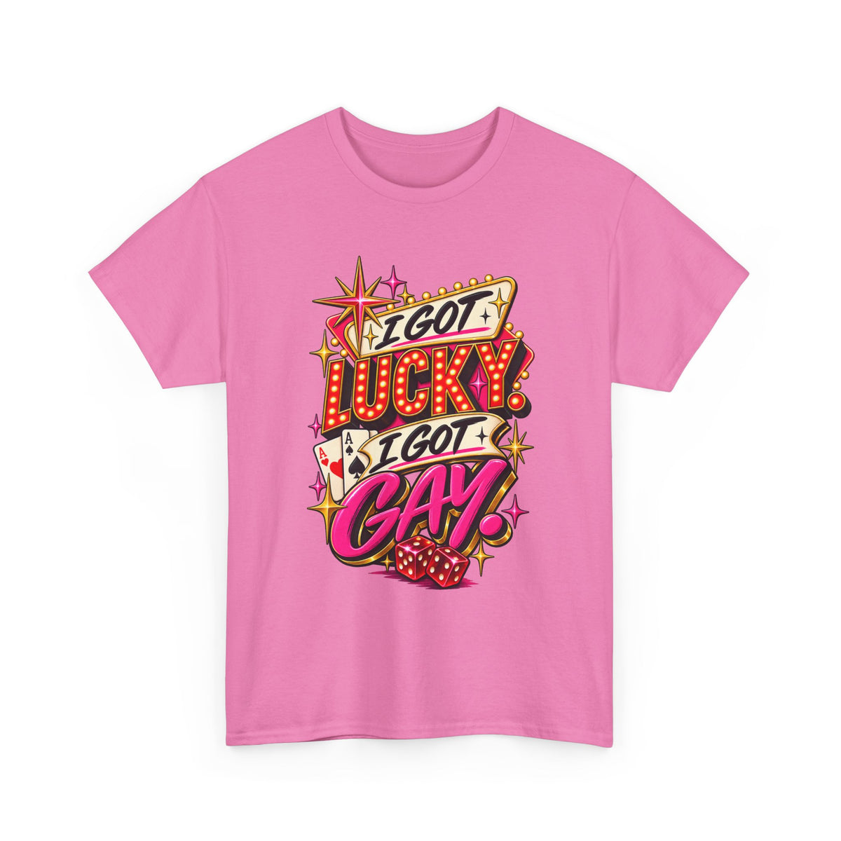 I Got Lucky! I Got Gay! Bold Retro Pride Graphic T-Shirt