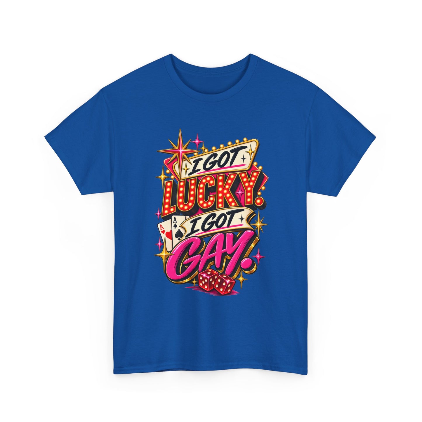 I Got Lucky! I Got Gay! Bold Retro Pride Graphic T-Shirt