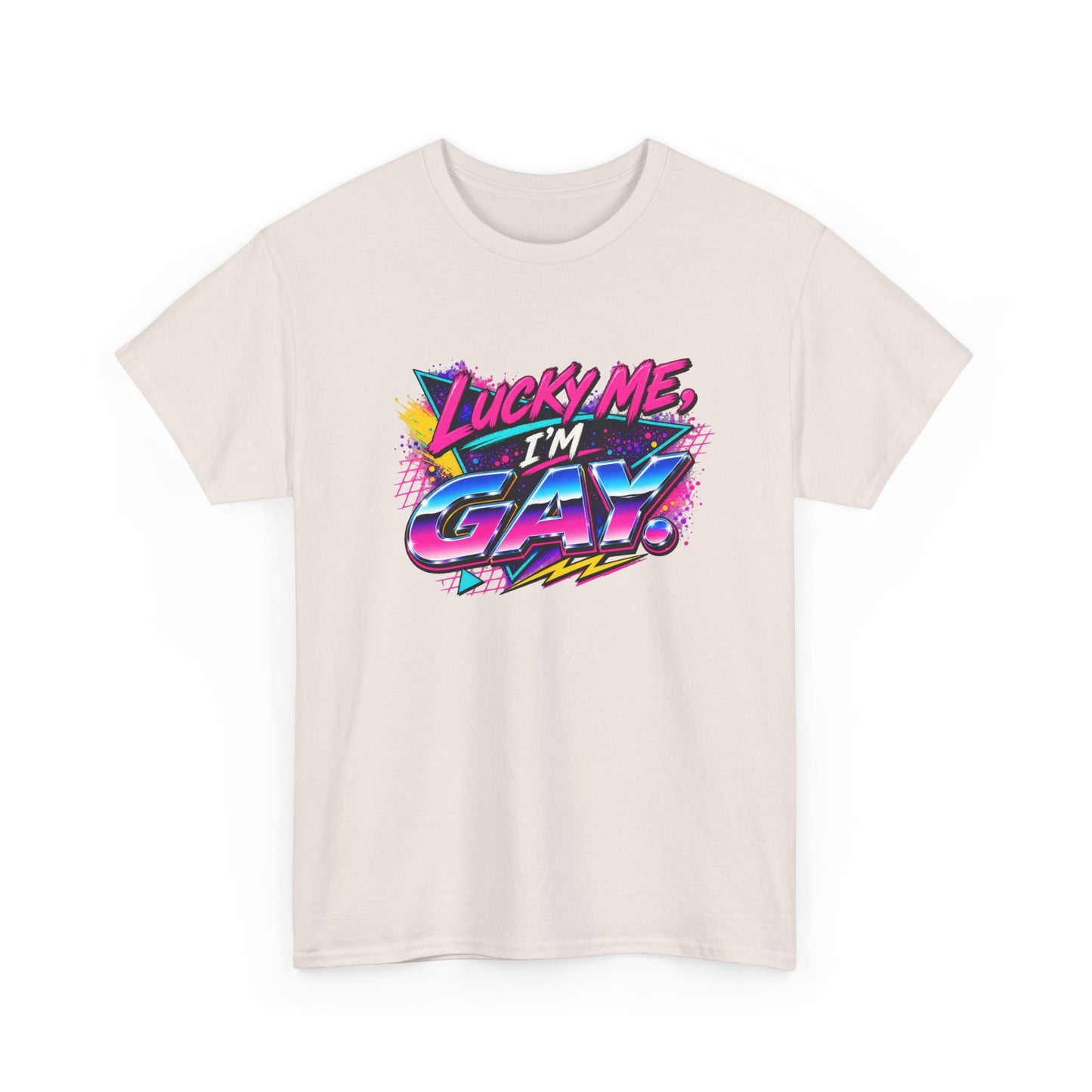 Lucky Me, I’m Gay Retro 80s Neon Graphic T-Shirt
