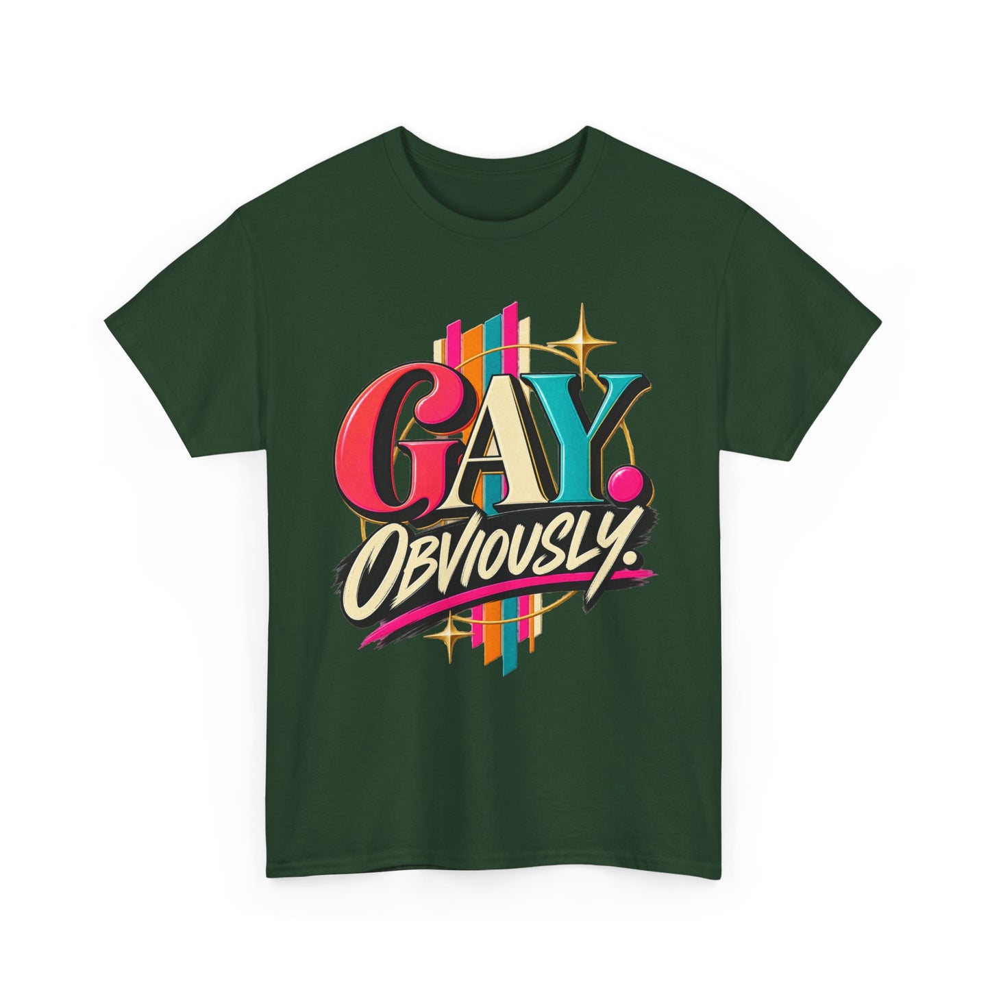 Gay. Obviously! Bold Retro Pride Graphic T-Shirt