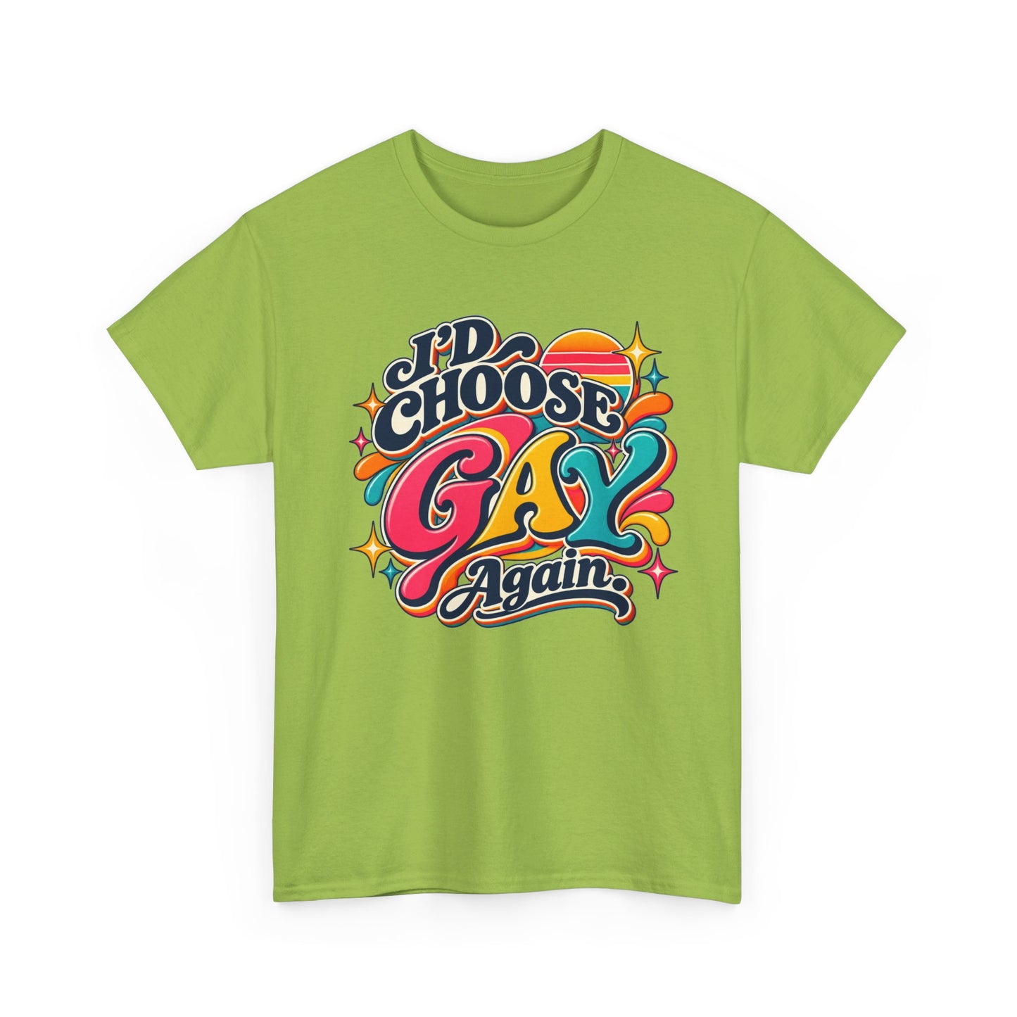 I’d Choose Gay Again Groovy Retro Pride T-Shirt